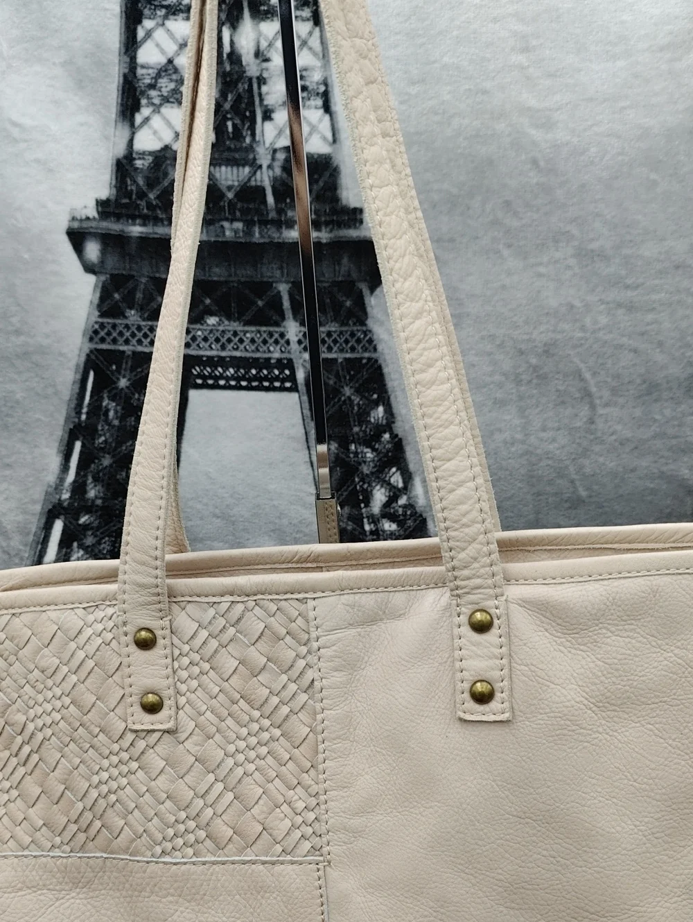 Large Leather Tote Cream